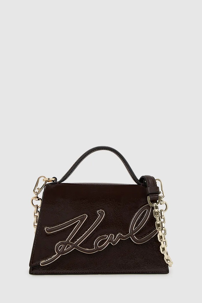 Kožená kabelka Karl Lagerfeld K/SIGNATURE usňová koža burgundské A4W30033