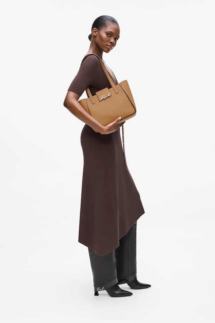 Karl Lagerfeld poșetă de piele K/SIGNATURE A4W30066 maro