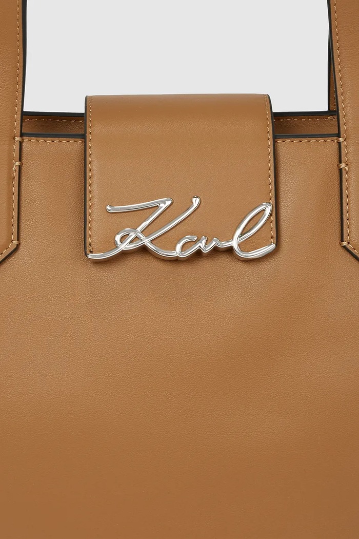 Accesorii Karl Lagerfeld poșetă de piele K/SIGNATURE A4W30066 maro