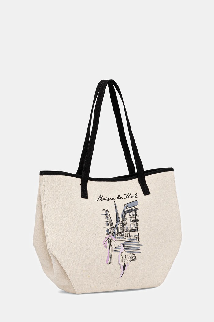 Karl Lagerfeld geantă de bumbac K/SKETCH A4W50057 bej AW25