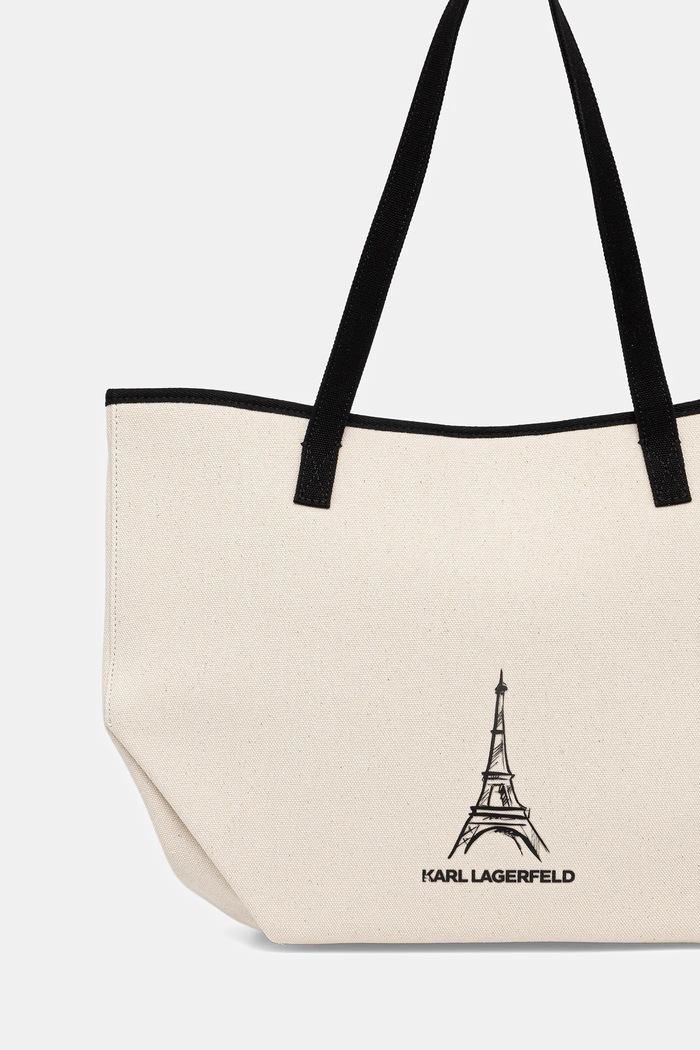 Accesorii Karl Lagerfeld geantă de bumbac K/SKETCH A4W50057 bej