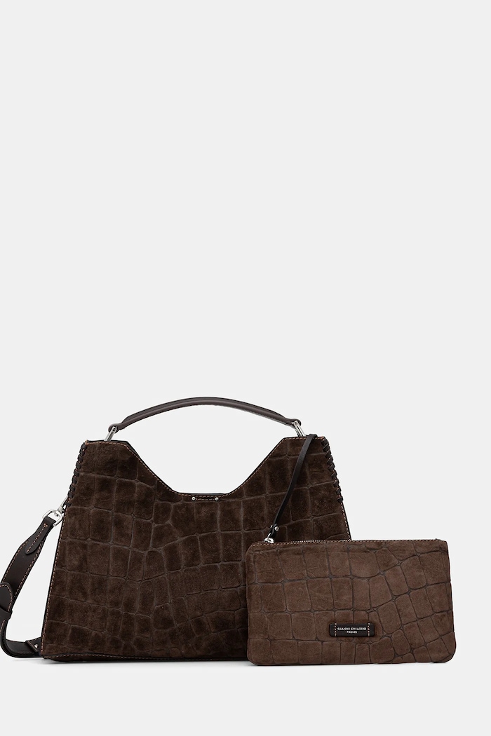 Gianni Chiarini Geantă de mână din piele întoarsă AURORA maro BS.11846.CM