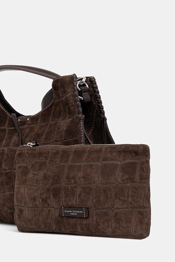Geantă de mână din piele întoarsă AURORA Gianni Chiarini maro BS.11846.CM