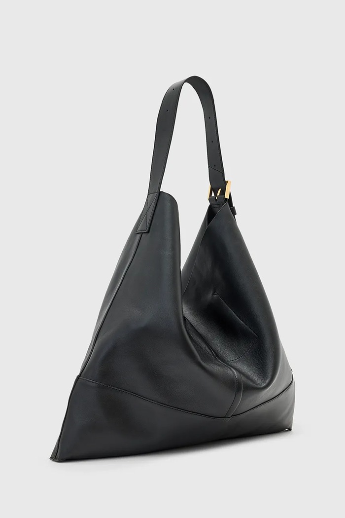 Kožená kabelka AllSaints ASHA W400XC čierna SS26
