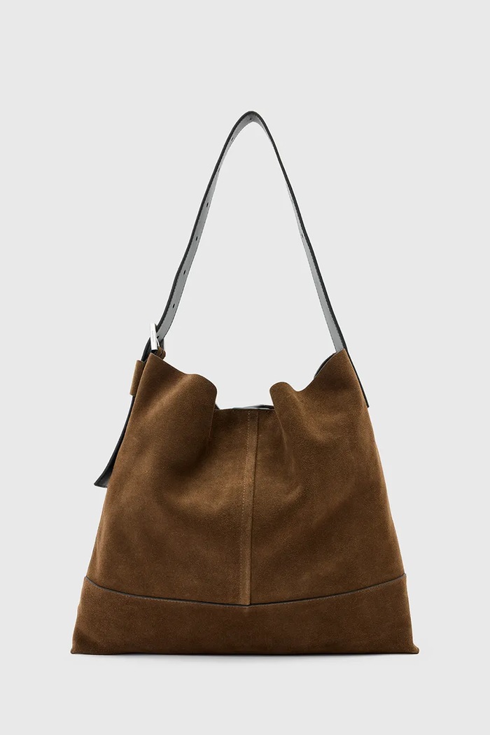 AllSaints Geantă de mana din piele întoarsă ASHA maro W368XD