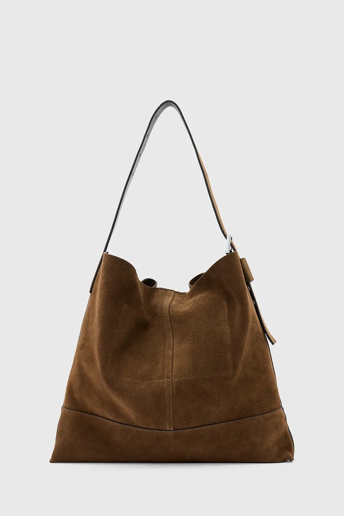 AllSaints Geantă de mana din piele întoarsă ASHA W368XD maro AW25