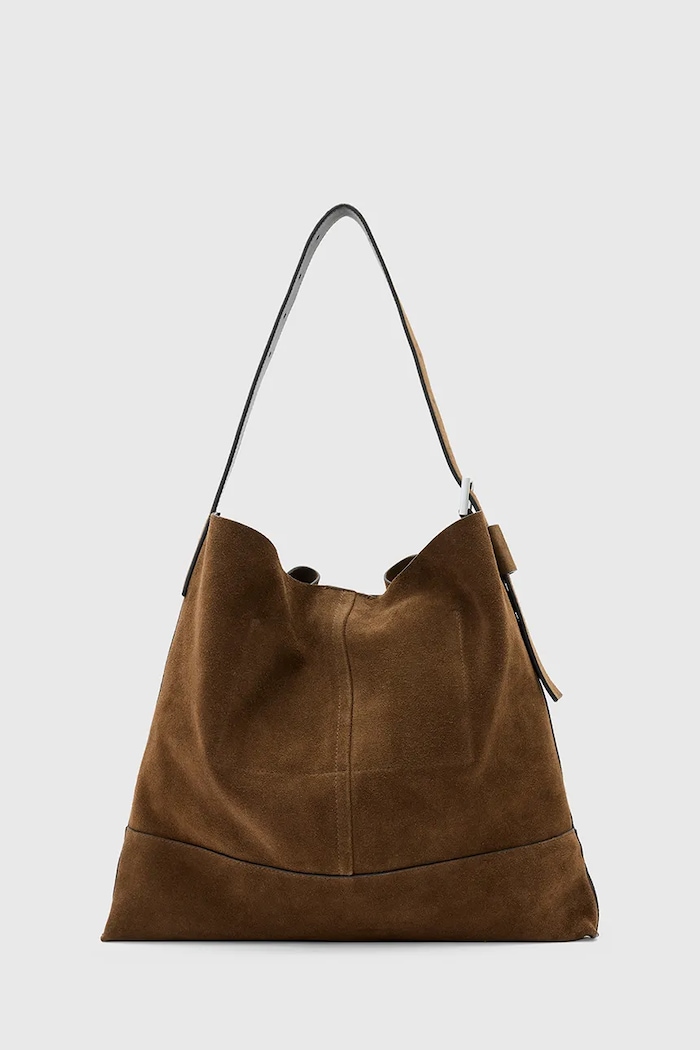 AllSaints Geantă de mana din piele întoarsă ASHA W368XD maro AW25