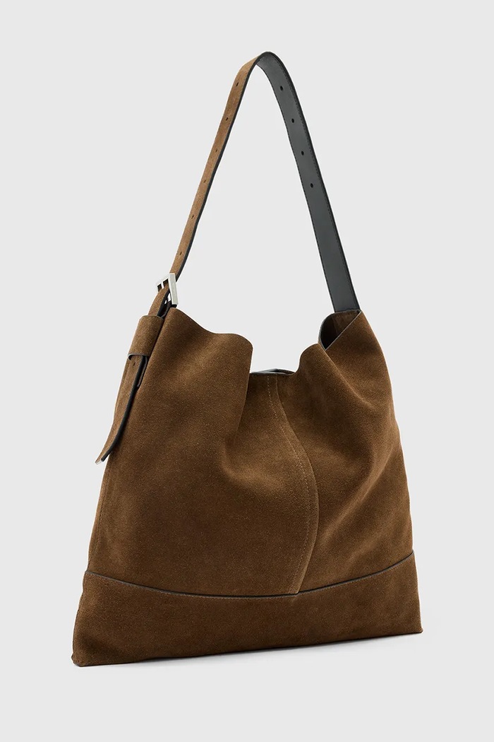 Accesorii AllSaints Geantă de mana din piele întoarsă ASHA W368XD maro