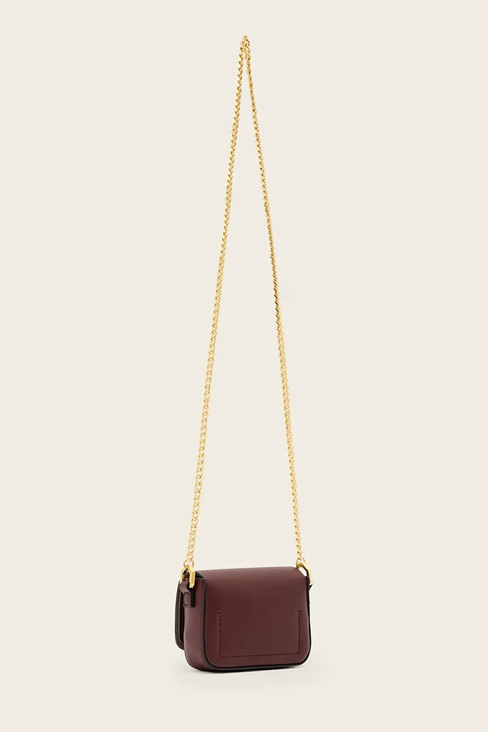 Accesorii AllSaints poșetă de piele ETTA W340XD burgundia