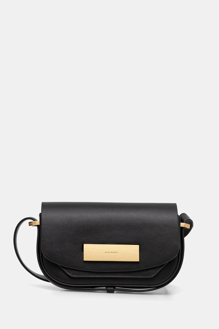 AllSaints borsa a mano in pelle ETTA pelle fiore nero W294XD