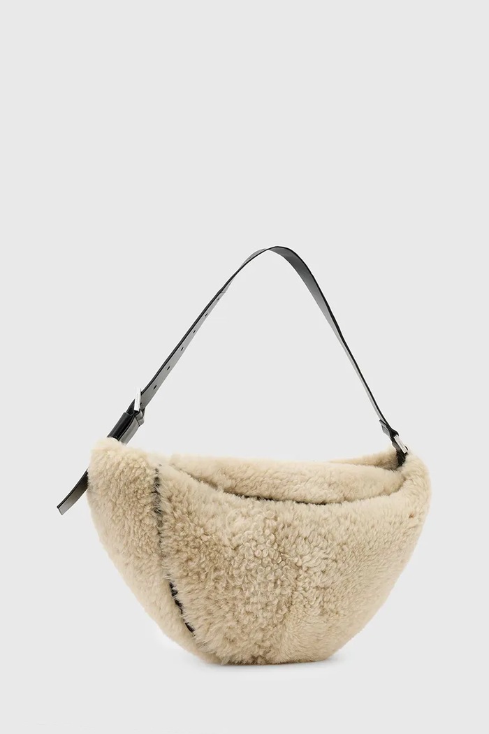 Kožená kabelka AllSaints LUNA W217XD béžová AW25