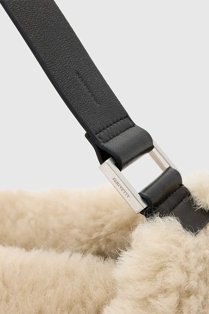 Kožená kabelka AllSaints LUNA W217XD béžová