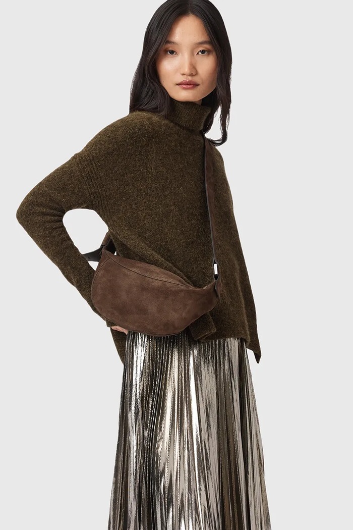 AllSaints geantă de mana din piele întoarsă LUNA W350XD