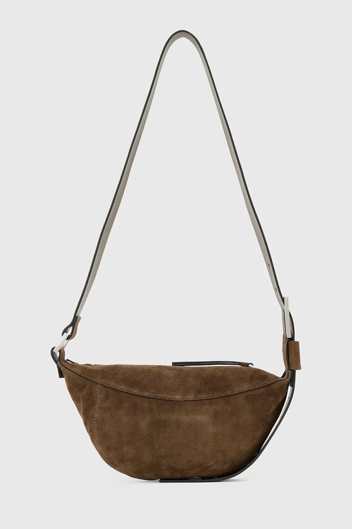 Accesorii AllSaints geantă de mana din piele întoarsă LUNA W350XD maro