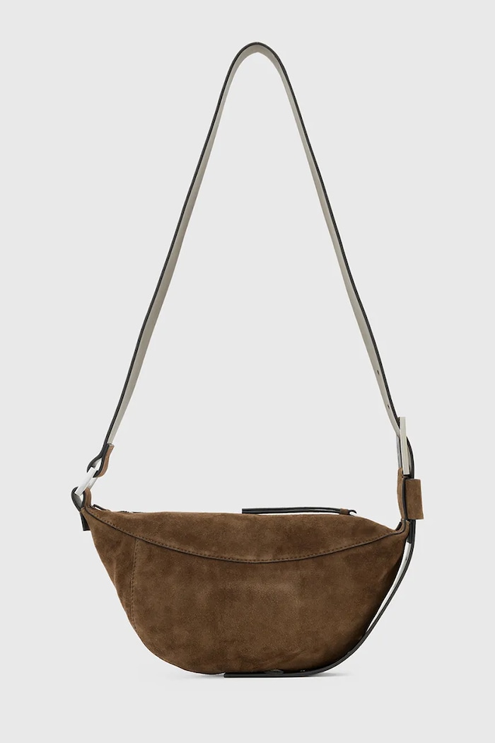 Accesorii AllSaints geantă de mana din piele întoarsă LUNA W350XD maro