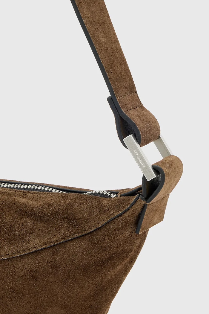AllSaints geantă de mana din piele întoarsă LUNA W350XD maro