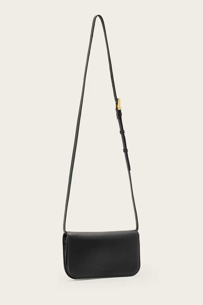 Kožená kabelka AllSaints MAEVE W268XD čierna SS26