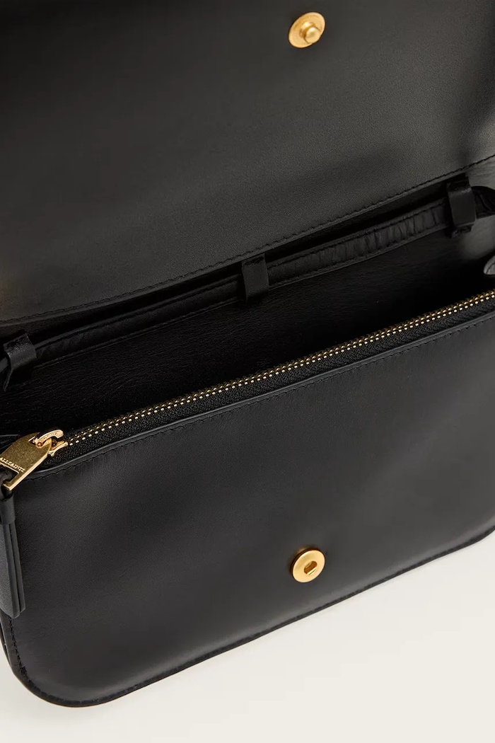 Kožená kabelka AllSaints MAEVE W268XD čierna