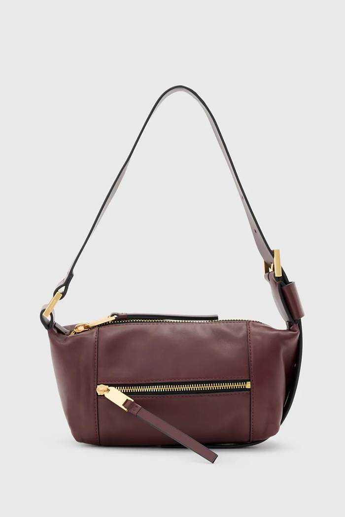 Kožená kabelka AllSaints VEGA usňová koža červená W196XD