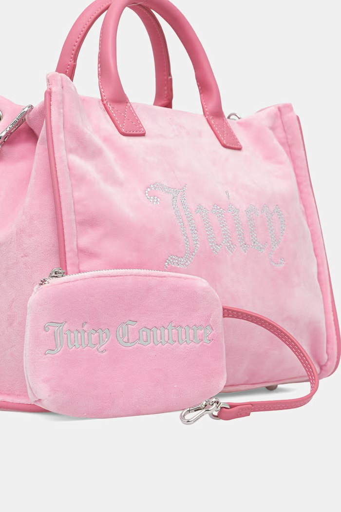 Juicy Couture torebka shopper damska welurowa Iris Velvet różowy BIJIR8944WZC
