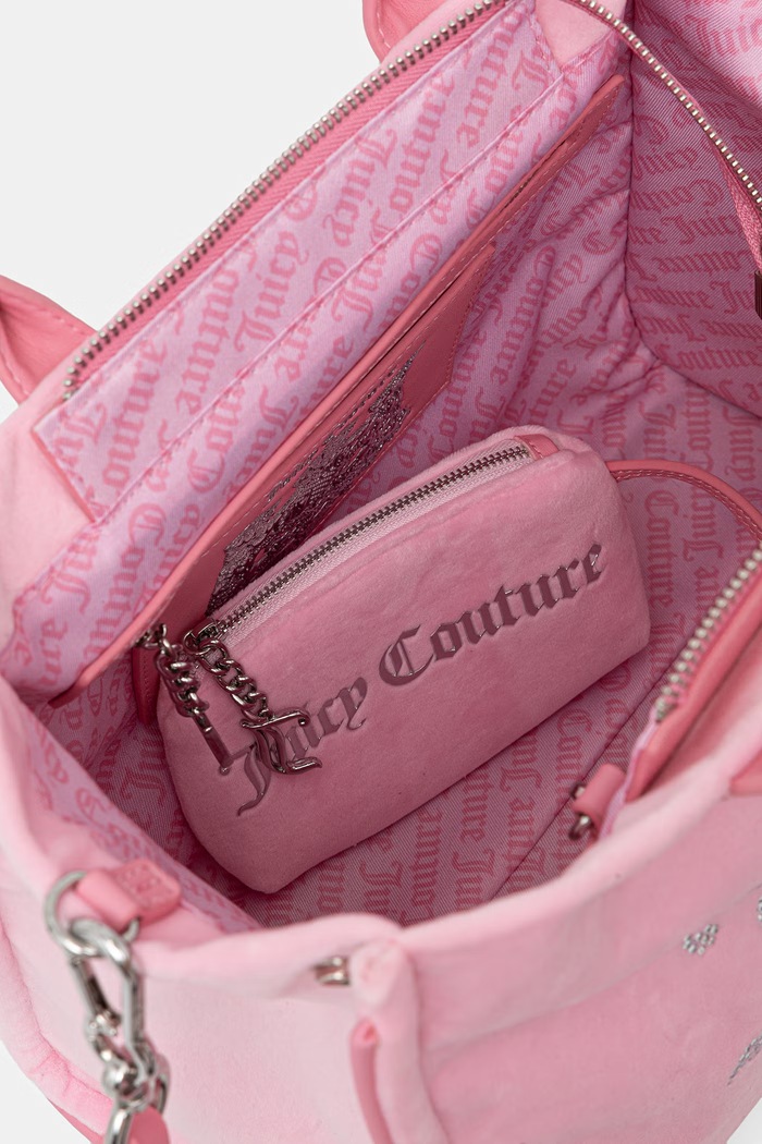 Juicy Couture torebka shopper damska welurowa Iris Velvet BIJIR8944WZC różowy