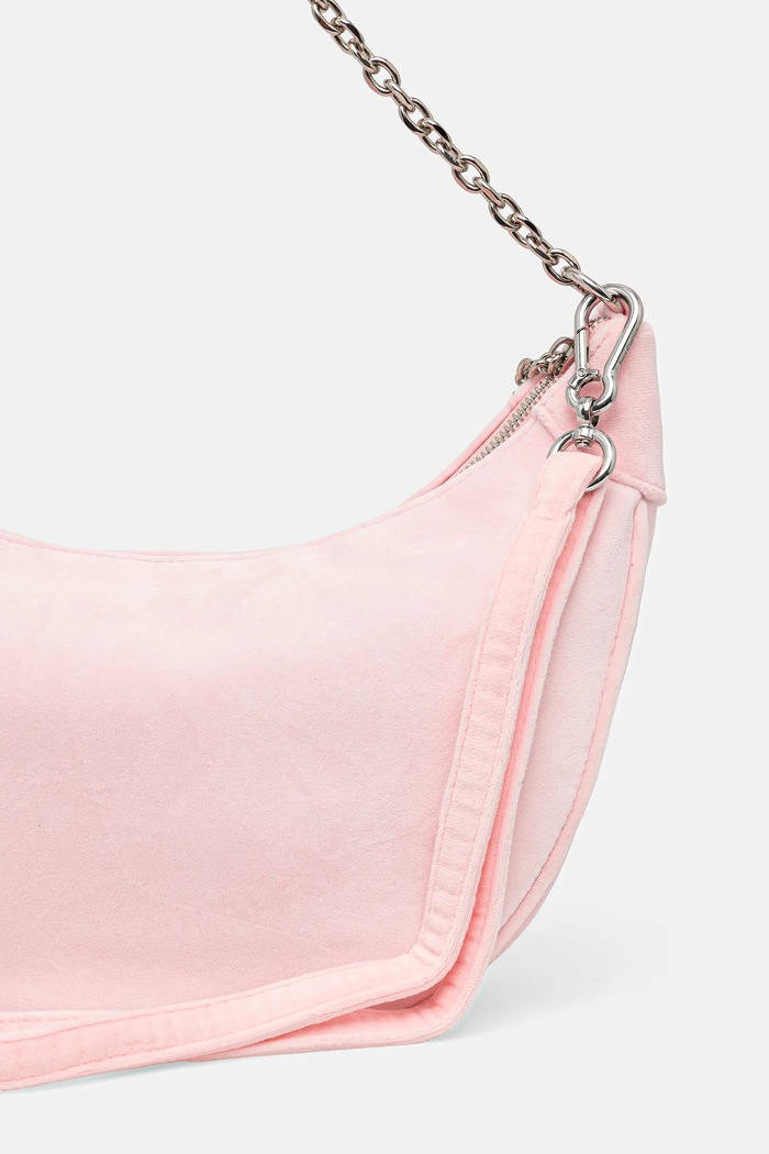Αξεσουάρ Juicy Couture τσάντα κρουασάν γυναικεία βελούρινη Kimberly BIJQL8933WPO ροζ