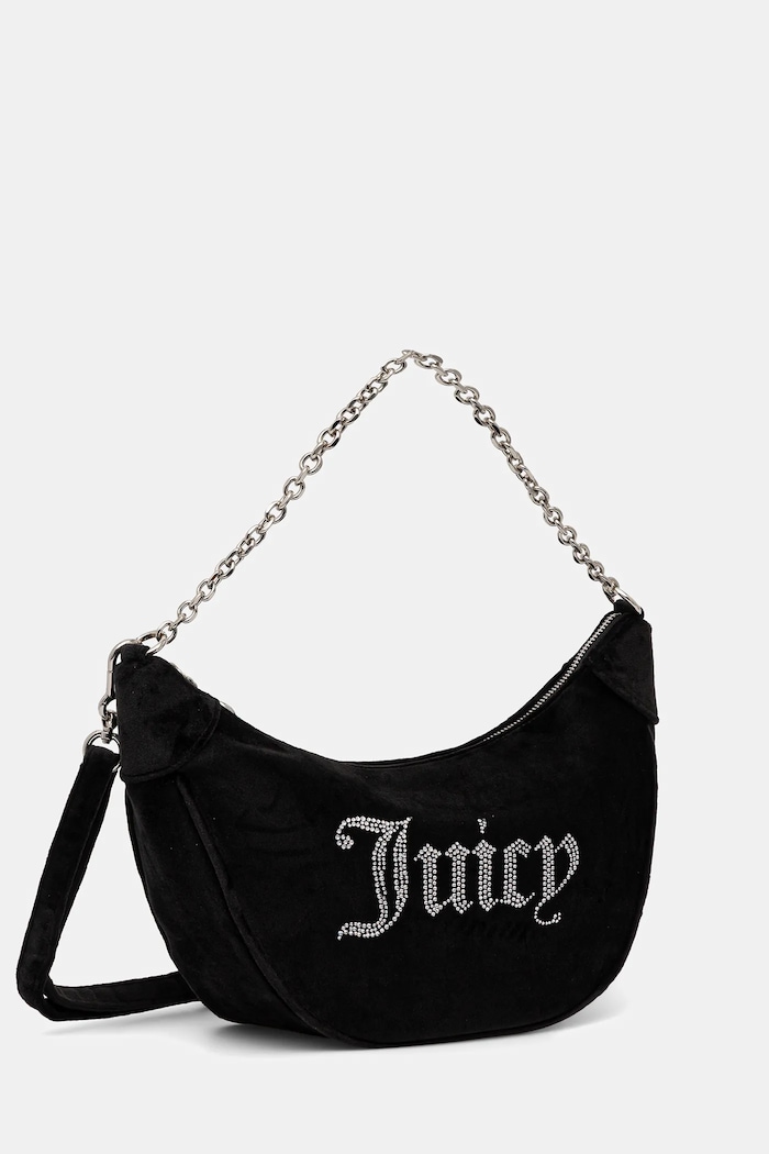 Juicy Couture τσάντα κρουασάν γυναικεία βελούρινη Kimberly BIJQL8933WPO μαύρο SS26