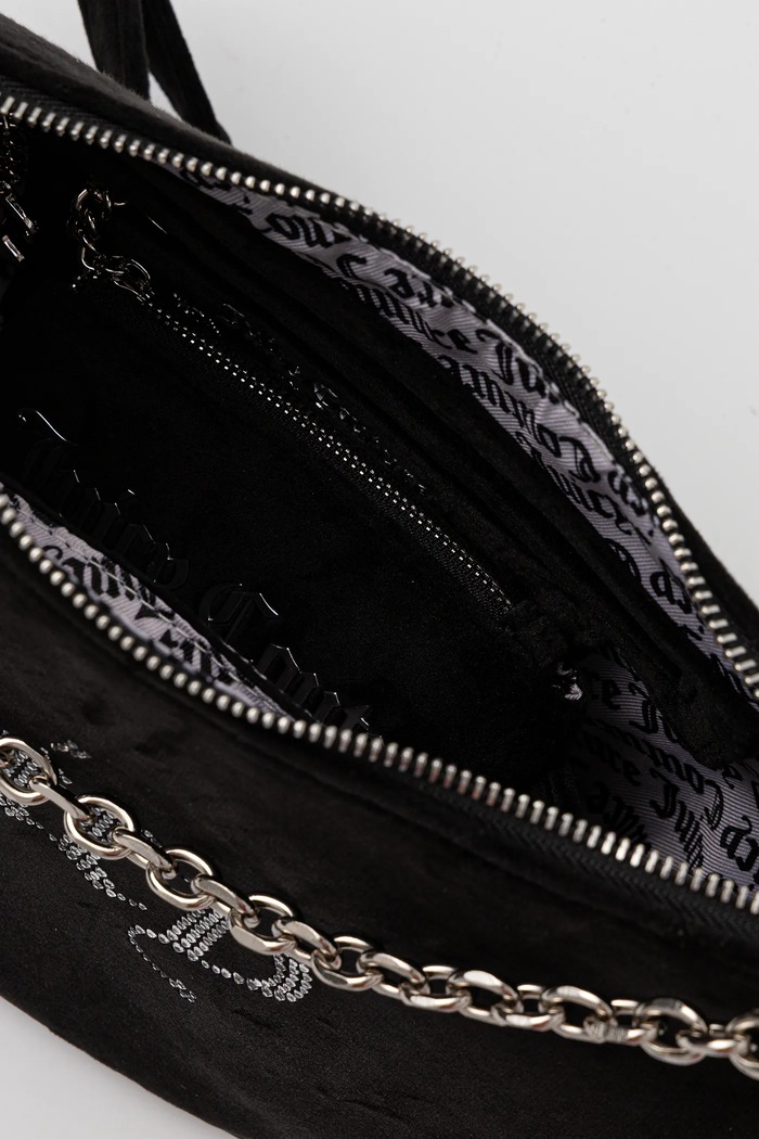 Juicy Couture τσάντα κρουασάν γυναικεία βελούρινη Kimberly BIJQL8933WPO μαύρο