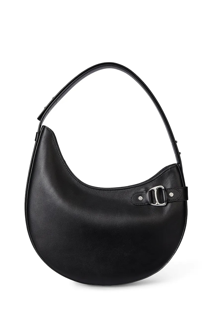 Kožená kabelka Lauren Ralph Lauren usňová koža čierna 431980156