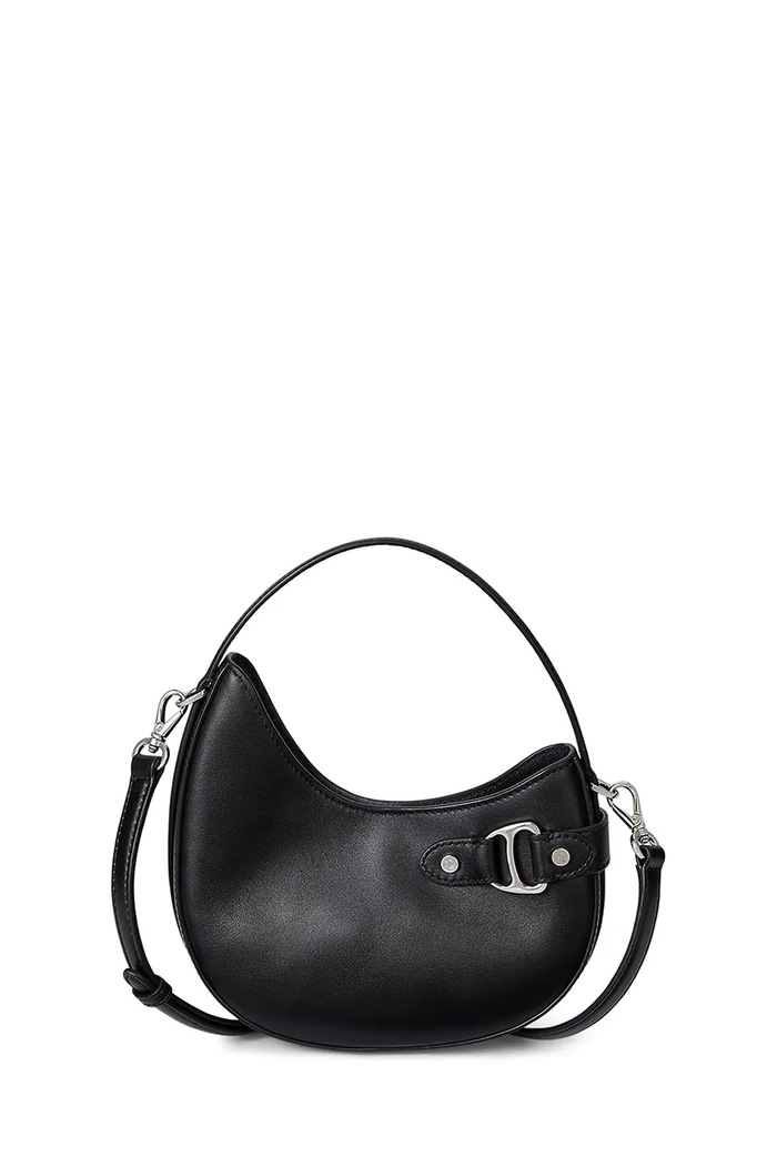 Kožená kabelka Lauren Ralph Lauren usňová koža čierna 431980159
