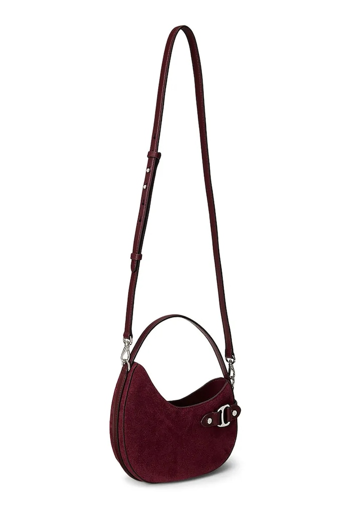Lauren Ralph Lauren geantă de mână din piele întoarsă 431980160 burgundia AW25