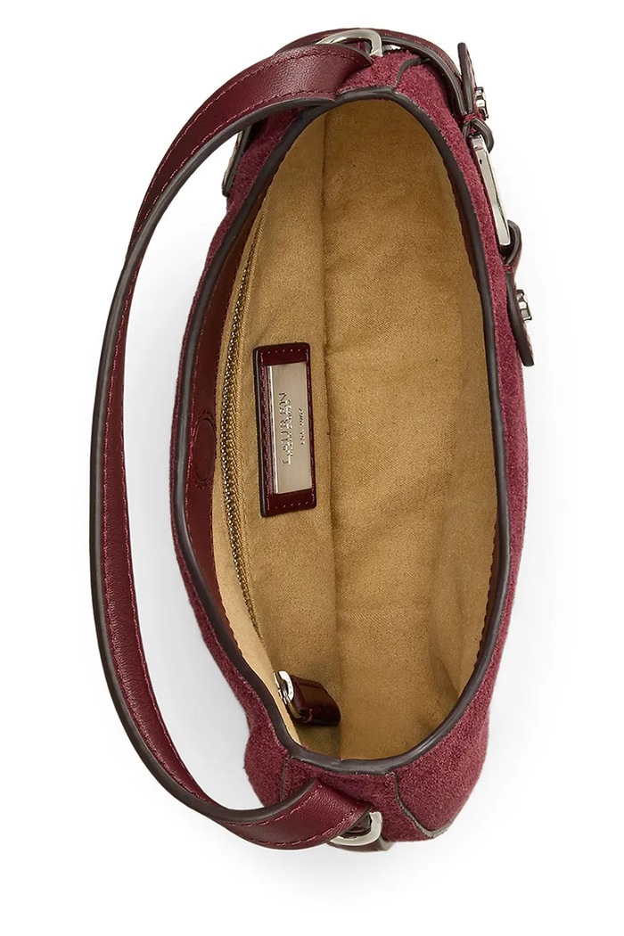 Lauren Ralph Lauren geantă de mână din piele întoarsă burgundia 431980160