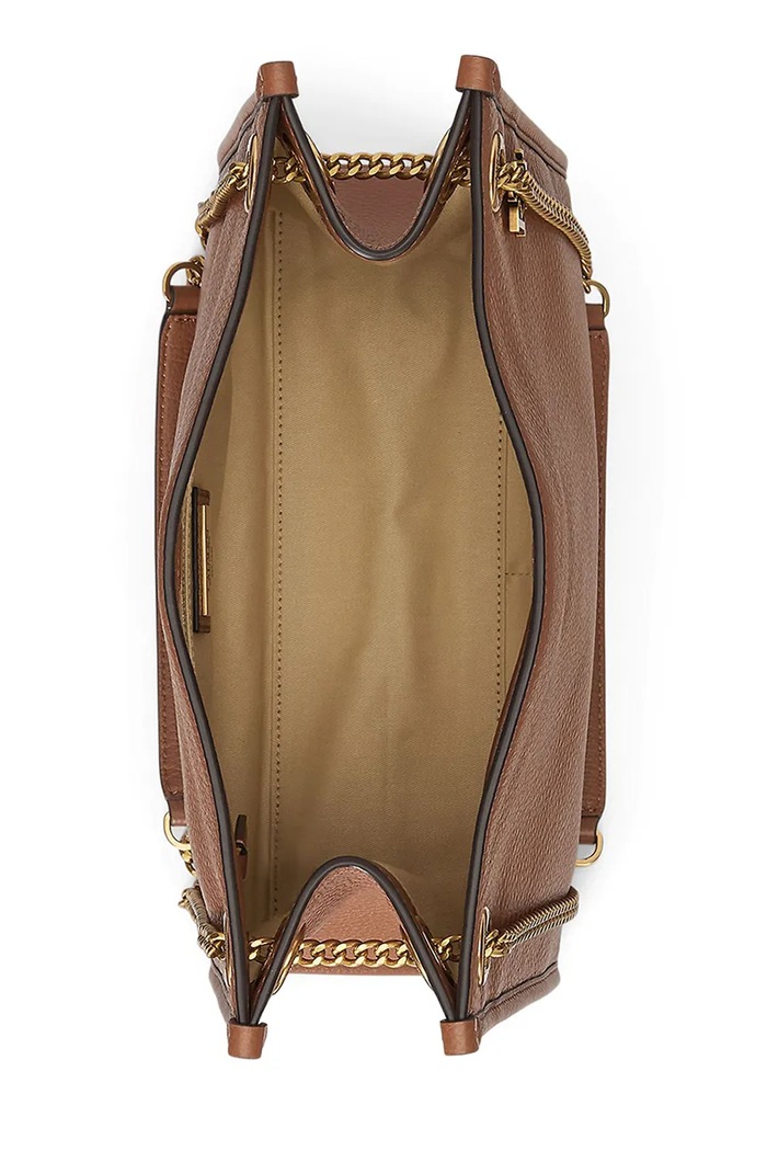 Δερμάτινη τσάντα Lauren Ralph Lauren καφέ 431980173