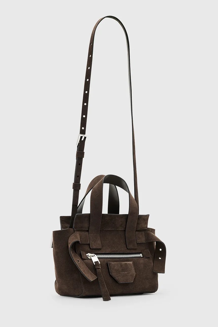 AllSaints Geantă de mână din piele întoarsă PEREZ W358XD maro AW25