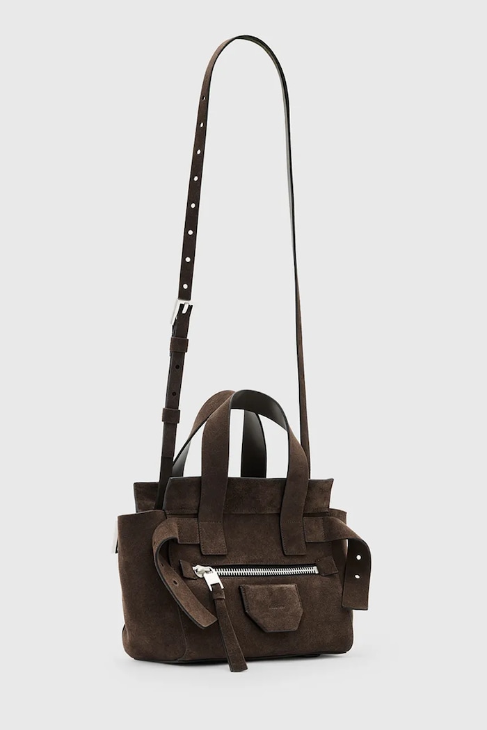 AllSaints Geantă de mână din piele întoarsă PEREZ W358XD maro AW25