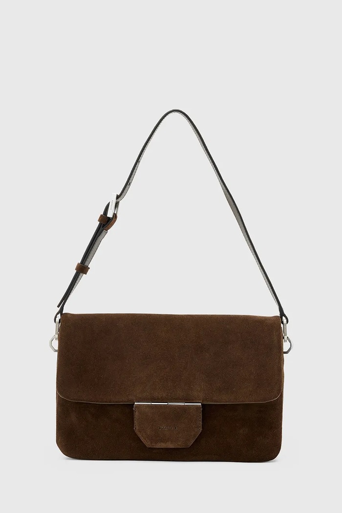 AllSaints Geantă de mână din piele întoarsă ONDINE maro W293XD