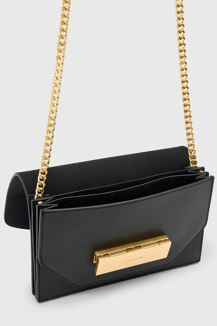 Kožna torba AllSaints ETTA crna W339XD