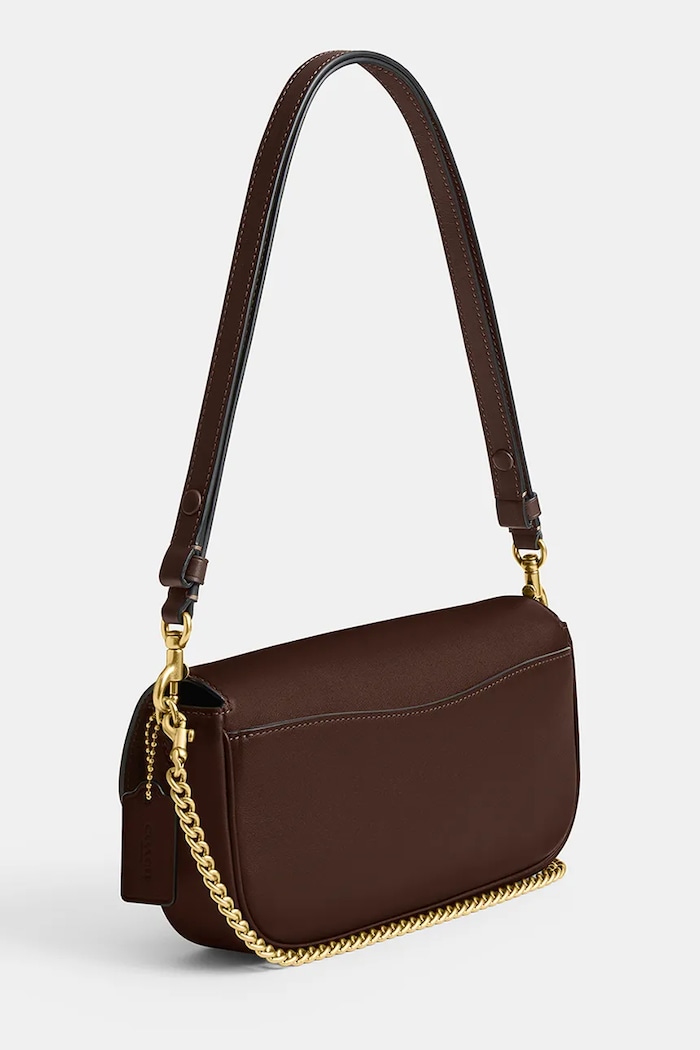 Coach torebka skórzana Brook Flap Chain Bag CAN90 brązowy AA00