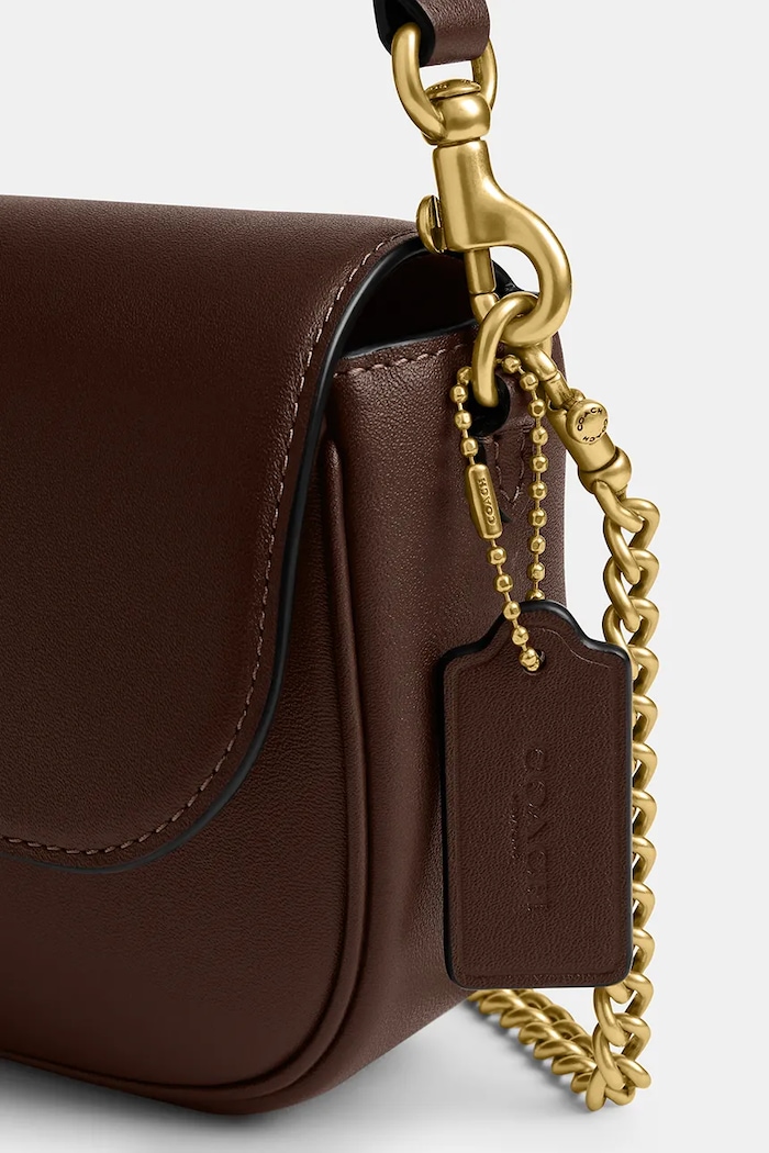 Coach torebka skórzana Brook Flap Chain Bag CAN90 brązowy
