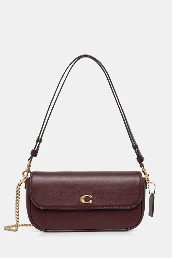Coach Geantă de piele Brook Flap Chain Bag burgundia CAN90