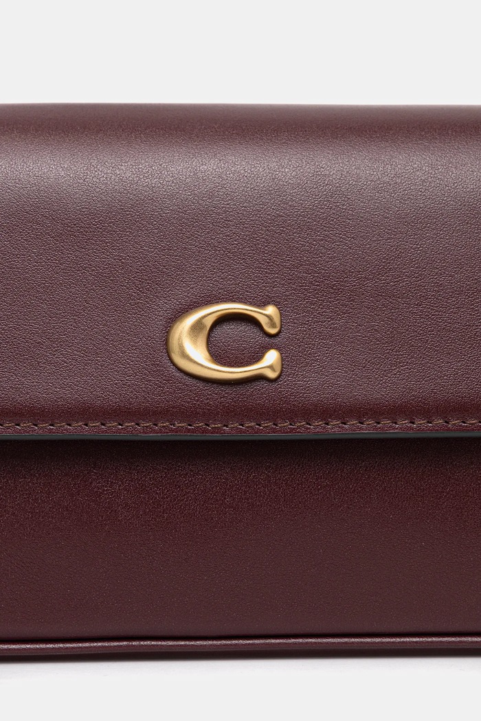 Geantă de piele Brook Flap Chain Bag Coach CAN90 burgundia