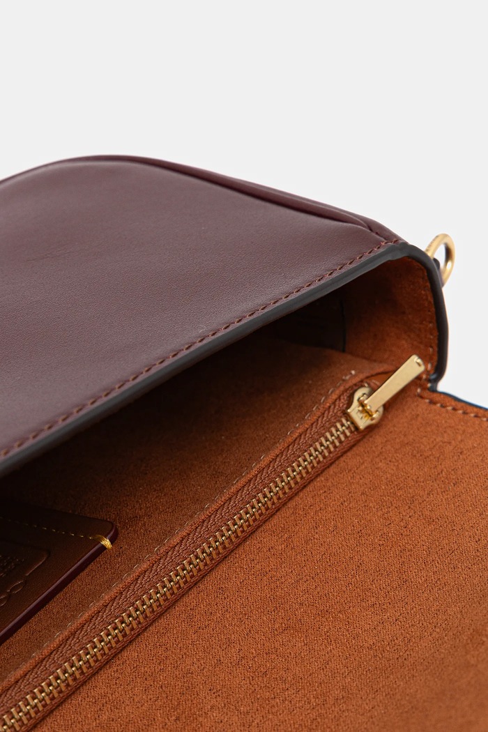 Geantă de piele Brook Flap Chain Bag Coach burgundia CAN90