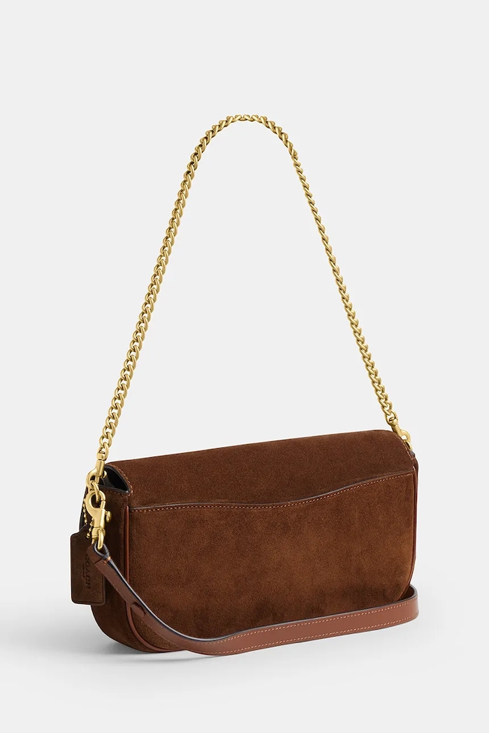 Coach torebka zamszowa CDD05 brązowy AW25