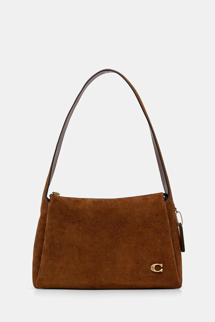 Coach suede handbag Lola strapless brown CDD06