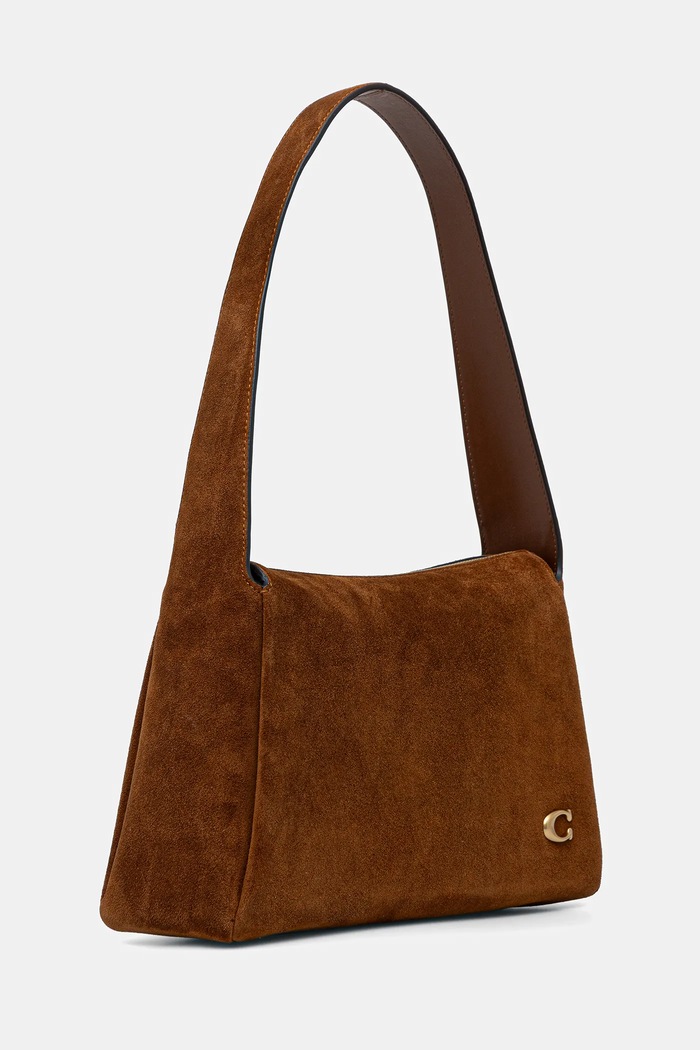 Coach suede handbag Lola CDD06 brown AW25