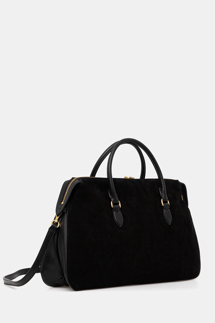 Pollini Geantă de mana din piele întoarsă PC4406PP0NQD1 negru AW25