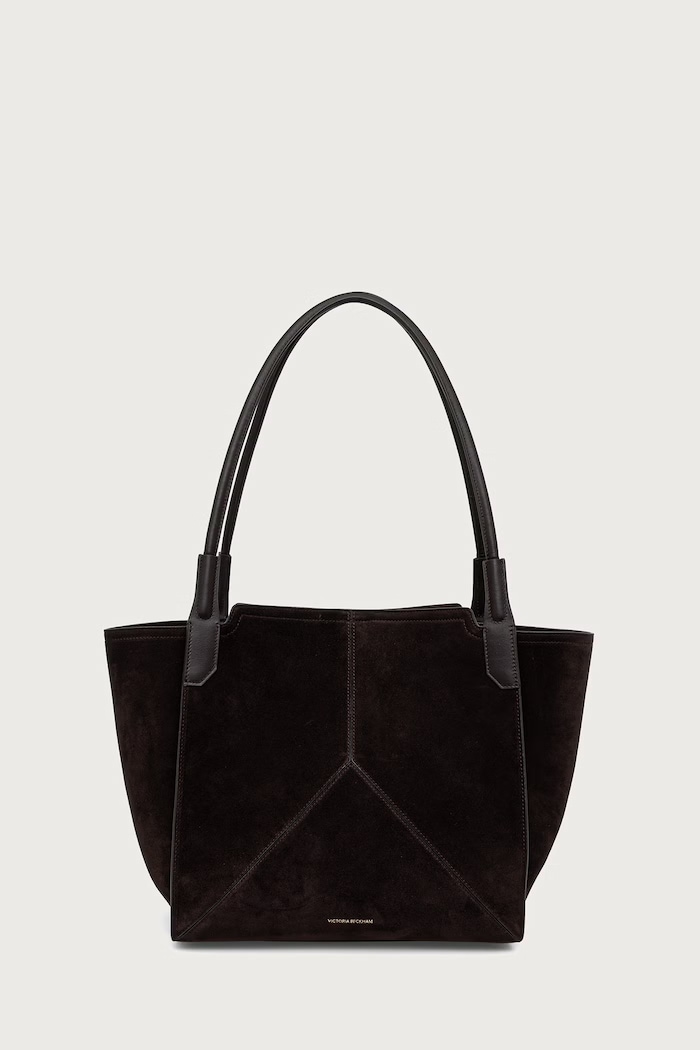 Victoria Beckham Torebka shopper damska zamszowa brązowy B325AAC006914A
