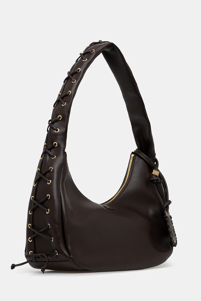 GANNI torebka Hobo Medium Laces A7319 brązowy AW25