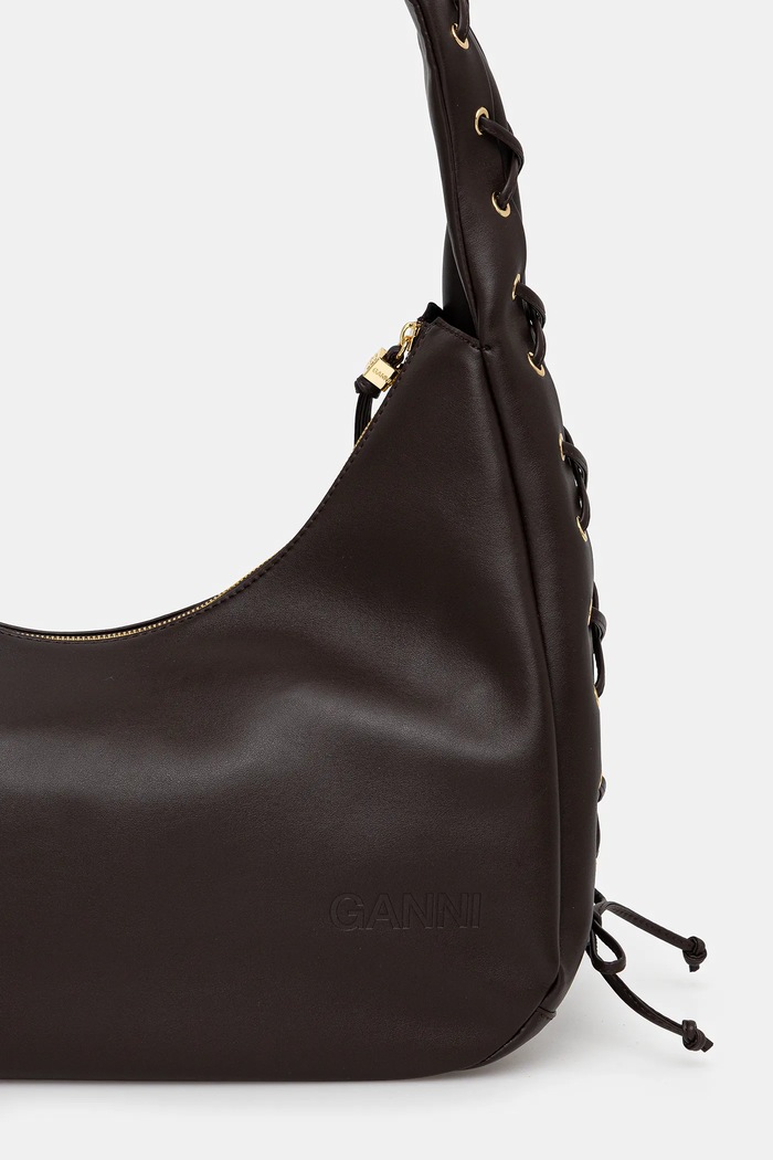 Akcesoria GANNI torebka Hobo Medium Laces A7319 brązowy