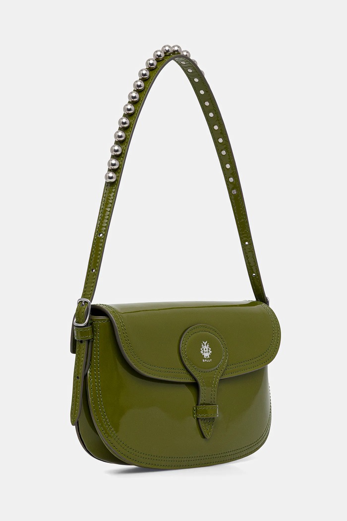 Usnjena torbica Bally WAS045 zelena AW25